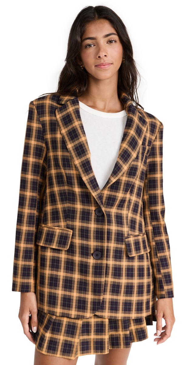 English Factory Checked Blazer Orange Multi