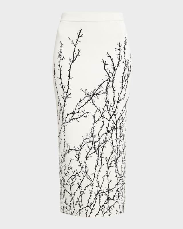 Thorn Jacquard Midi Pencil Skirt