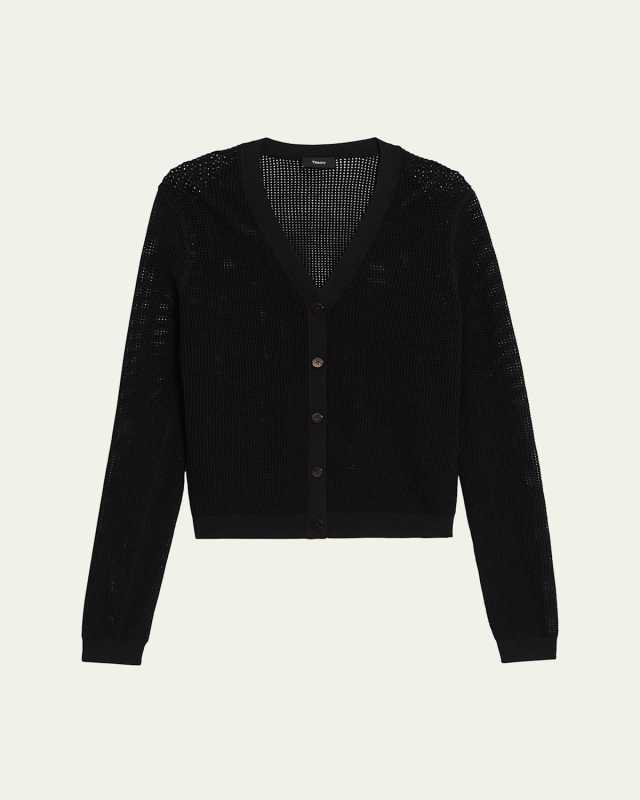 Mini Pointelle Stitch Crepe Cardigan