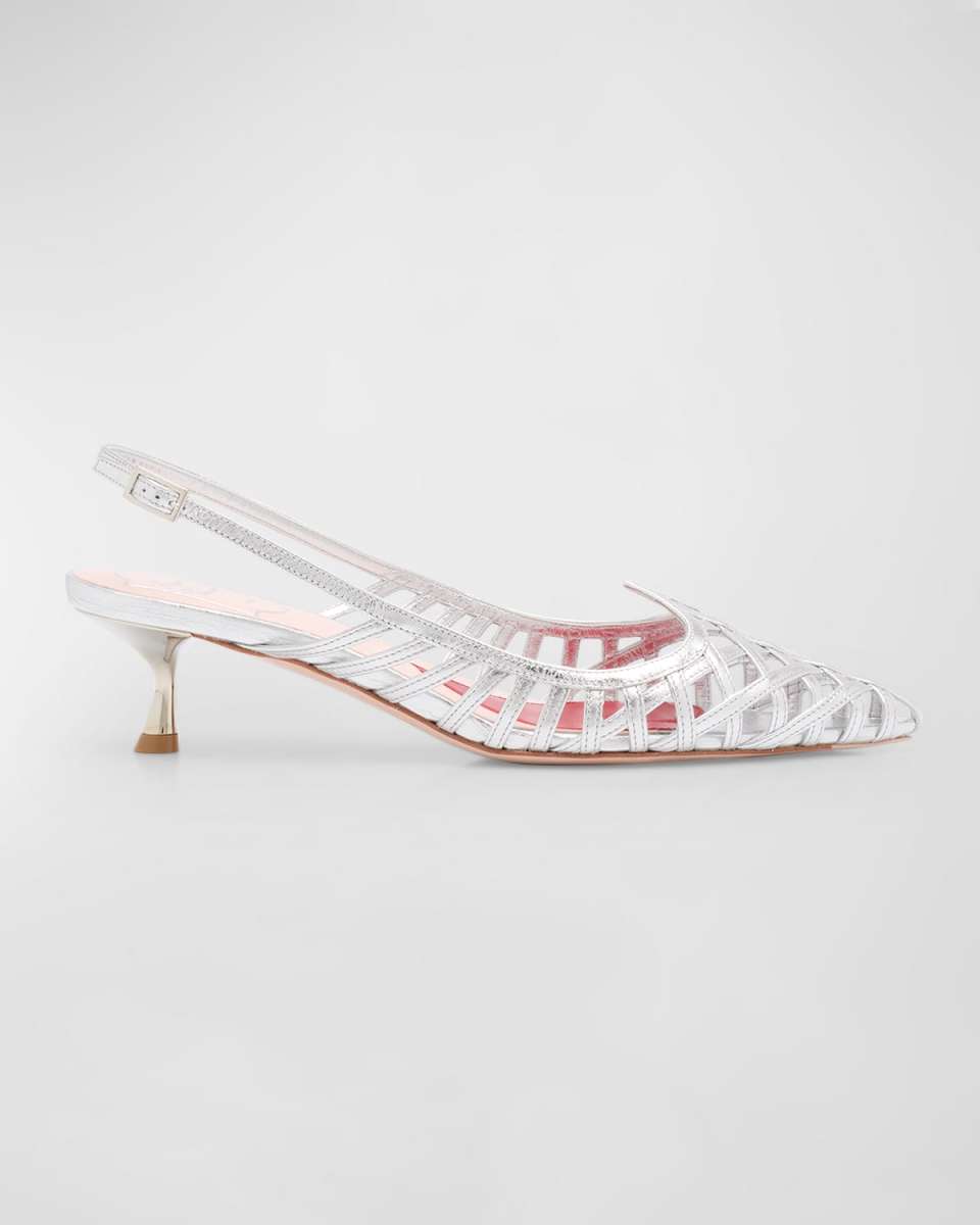 I Love Vivier Metallic Caged Slingback Pumps