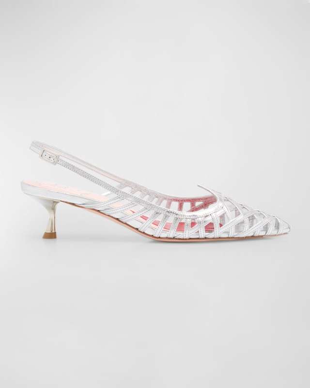 I Love Vivier Metallic Caged Slingback Pumps
