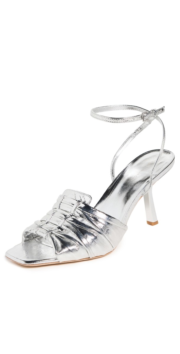 Tory Burch Ruched Heel Sandals 85mm Silver