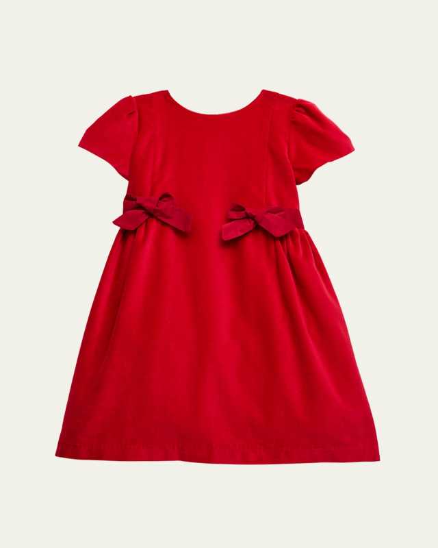 Girl's A-Line Dress W/ Bows, Size 3-10