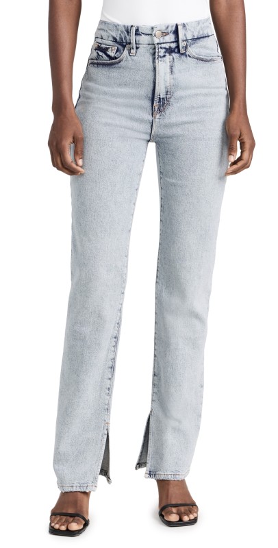 Good American Good Boy Jeans W Inseam Slit indigo541