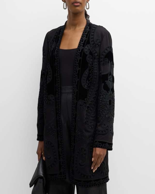 Merti Beaded Open-Front Coat