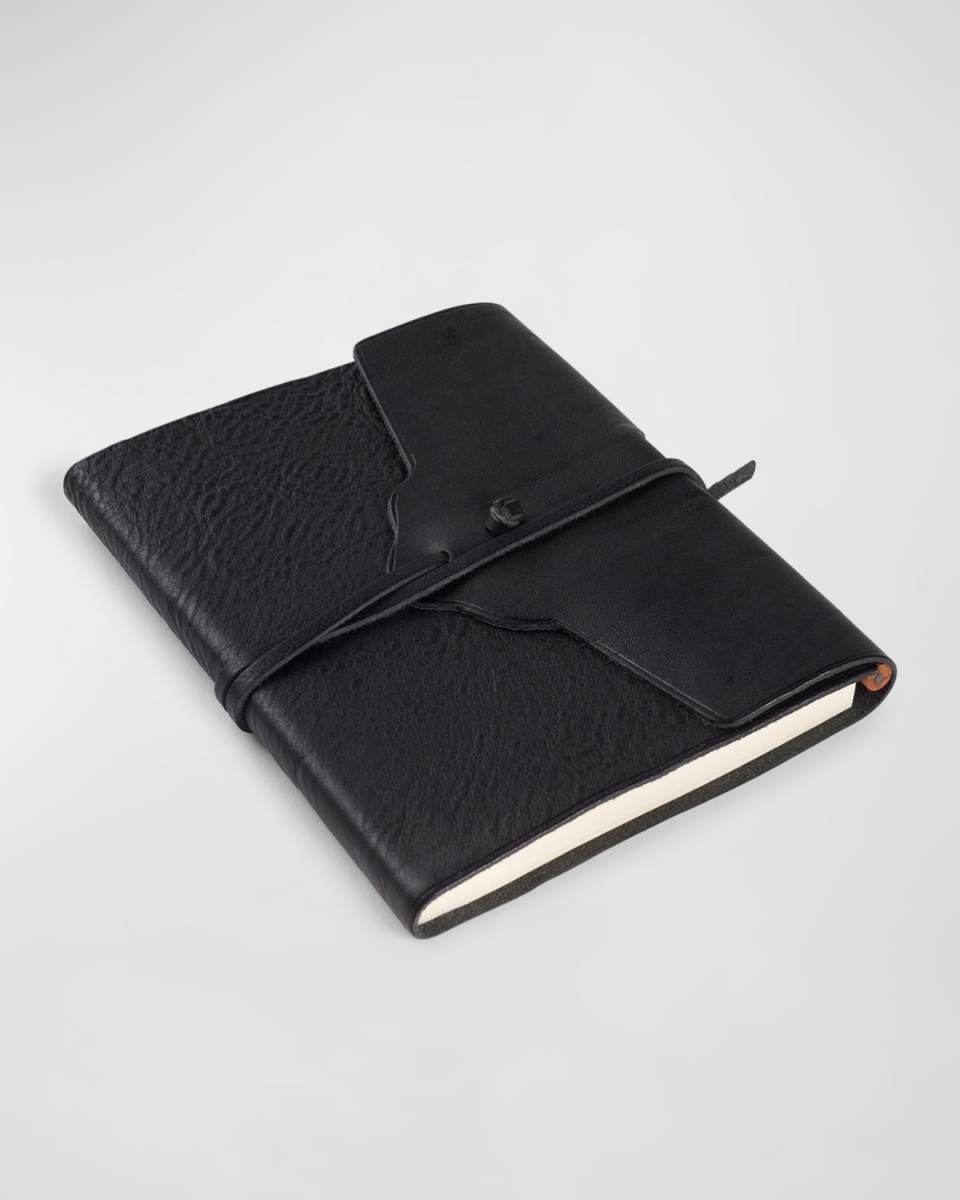 Caravaggio Leather Tie Notebook, Black