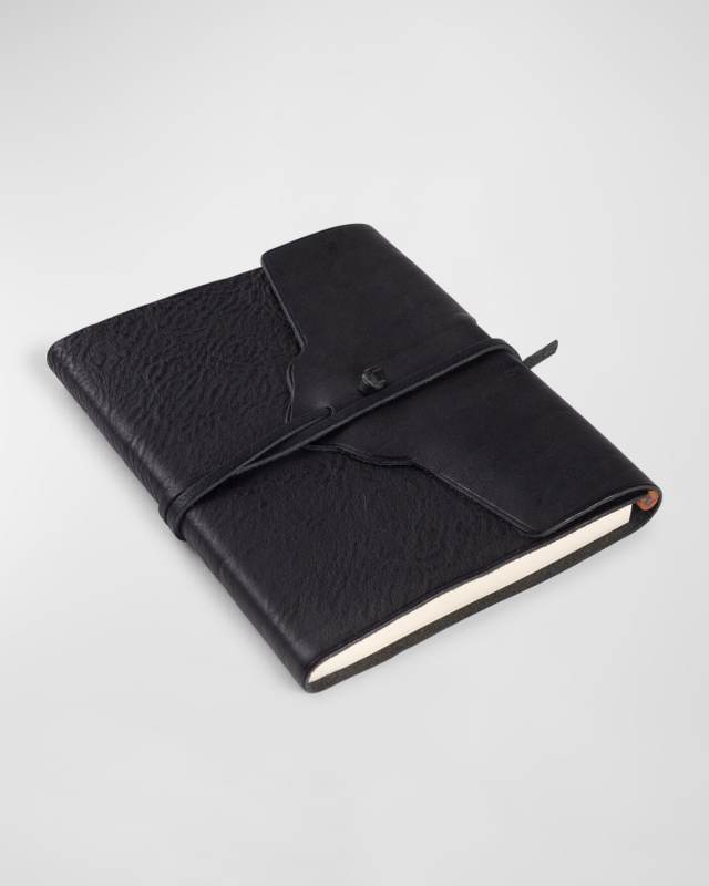 Caravaggio Leather Tie Notebook, Black