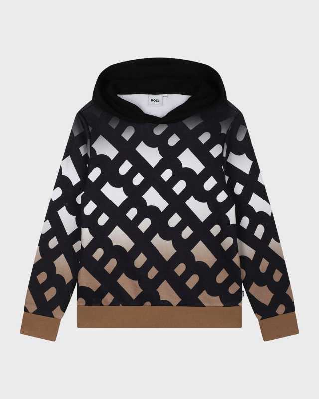 Boy's Gradient Logo-Print Hoodie, Size 4-5