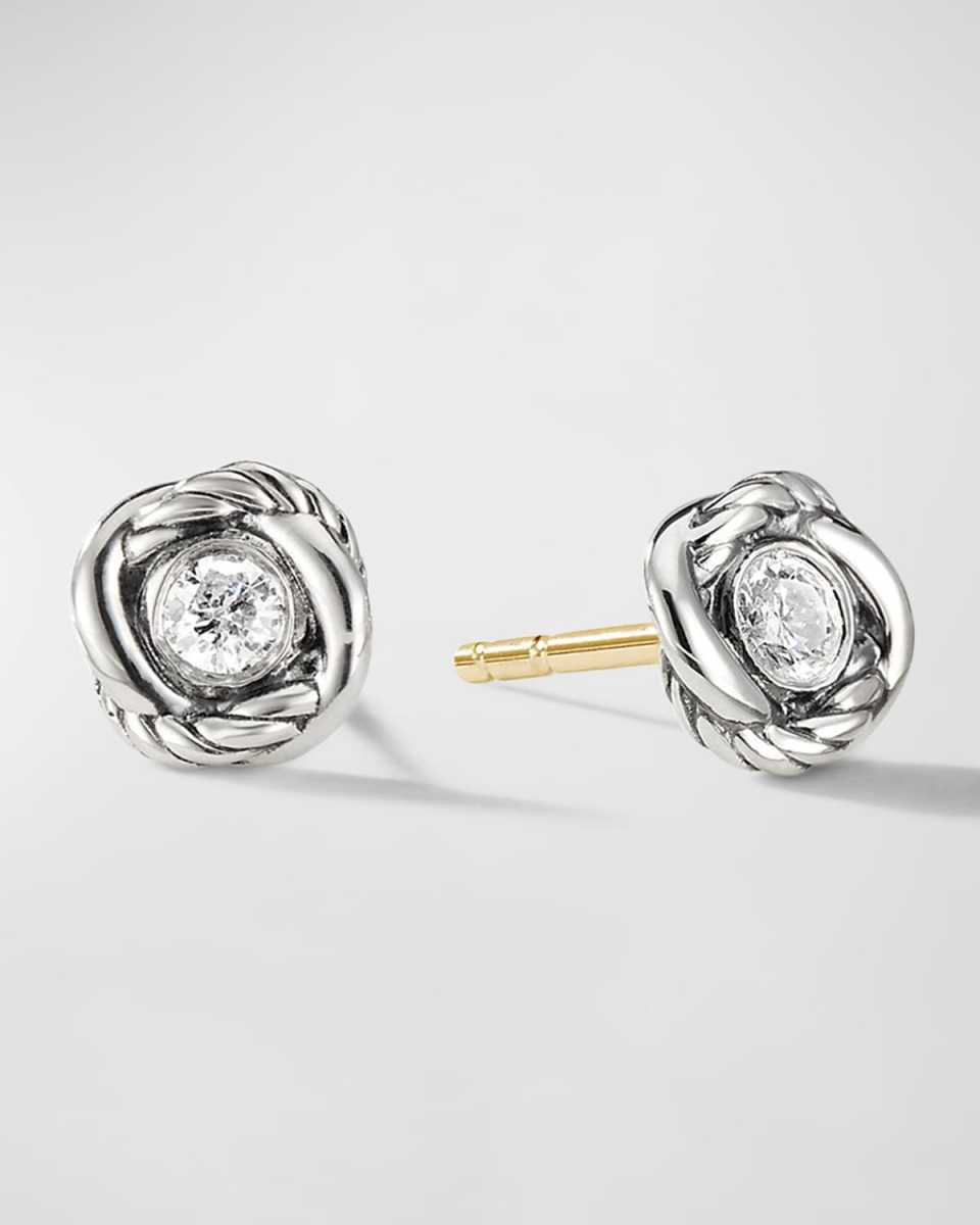 Infinity Earrings with Diamonds and Silver, 7mm