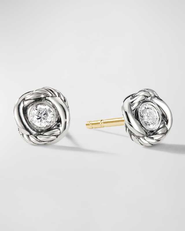 Infinity Earrings with Diamonds and Silver, 7mm