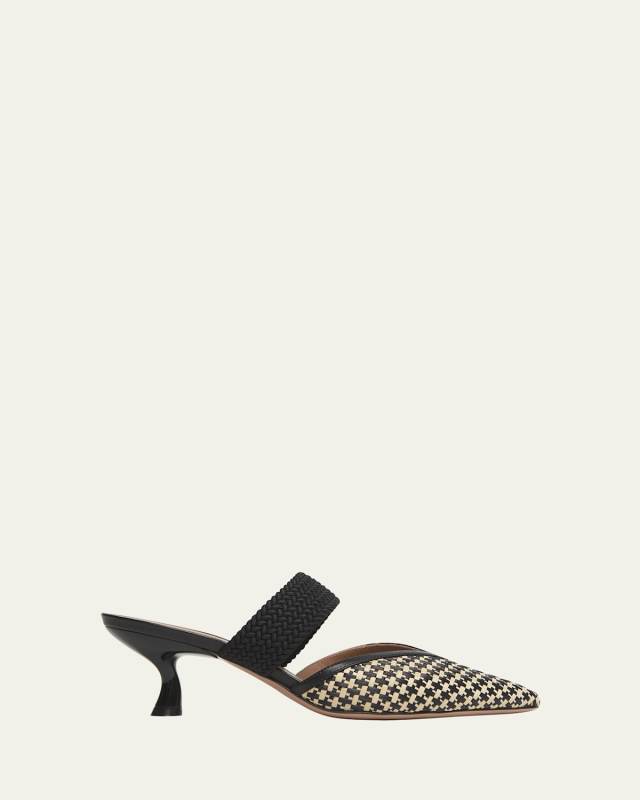 Bicolor Raffia Mule Pumps