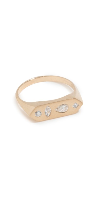 Zoe Chicco 14k Gold Mosaic Bar Signet Ring Gold