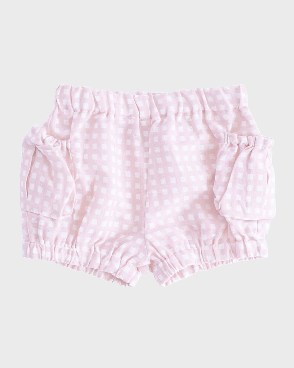 Girl's Dusty Pink Gingham Shorts, Size Newborn-24