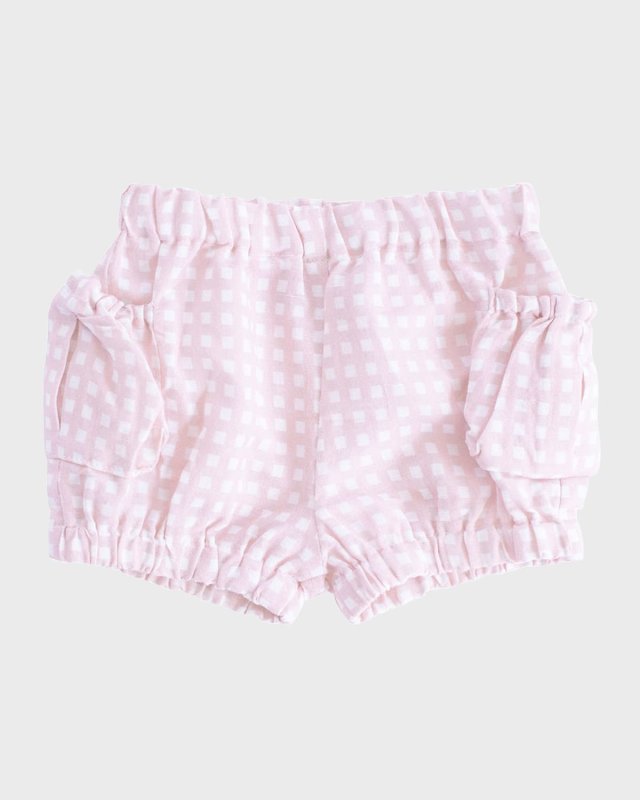 Girl's Dusty Pink Gingham Shorts, Size Newborn-24