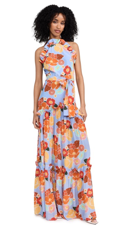 Borgo de Nor Tatiana Crepe Dress Astro Flower/Blue