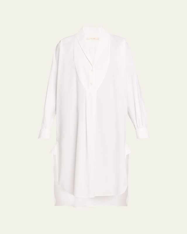 Elinor Long-Sleeve Bib-Front Midi Shirtdress