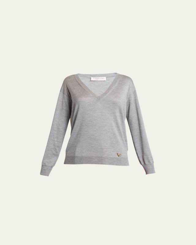 V Neck Long-Sleeve Cashmere Sweat