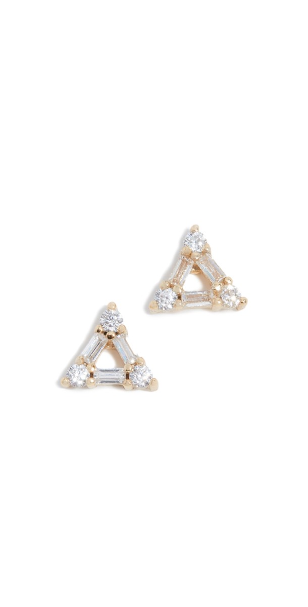 SHASHI Trilogy Stud Earrings Yellow Gold/Clear