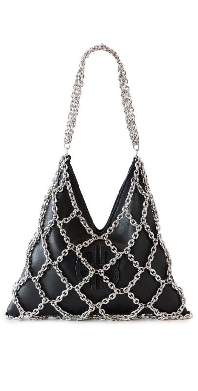 ANINE BING Mini Gaia Chain Bag - Black and Silver Black