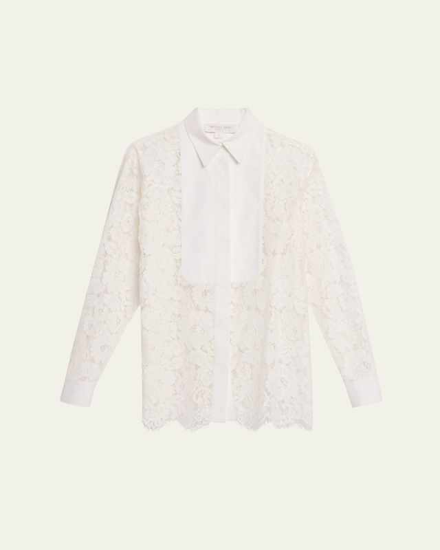 Floral Lace Button-Front Blouse
