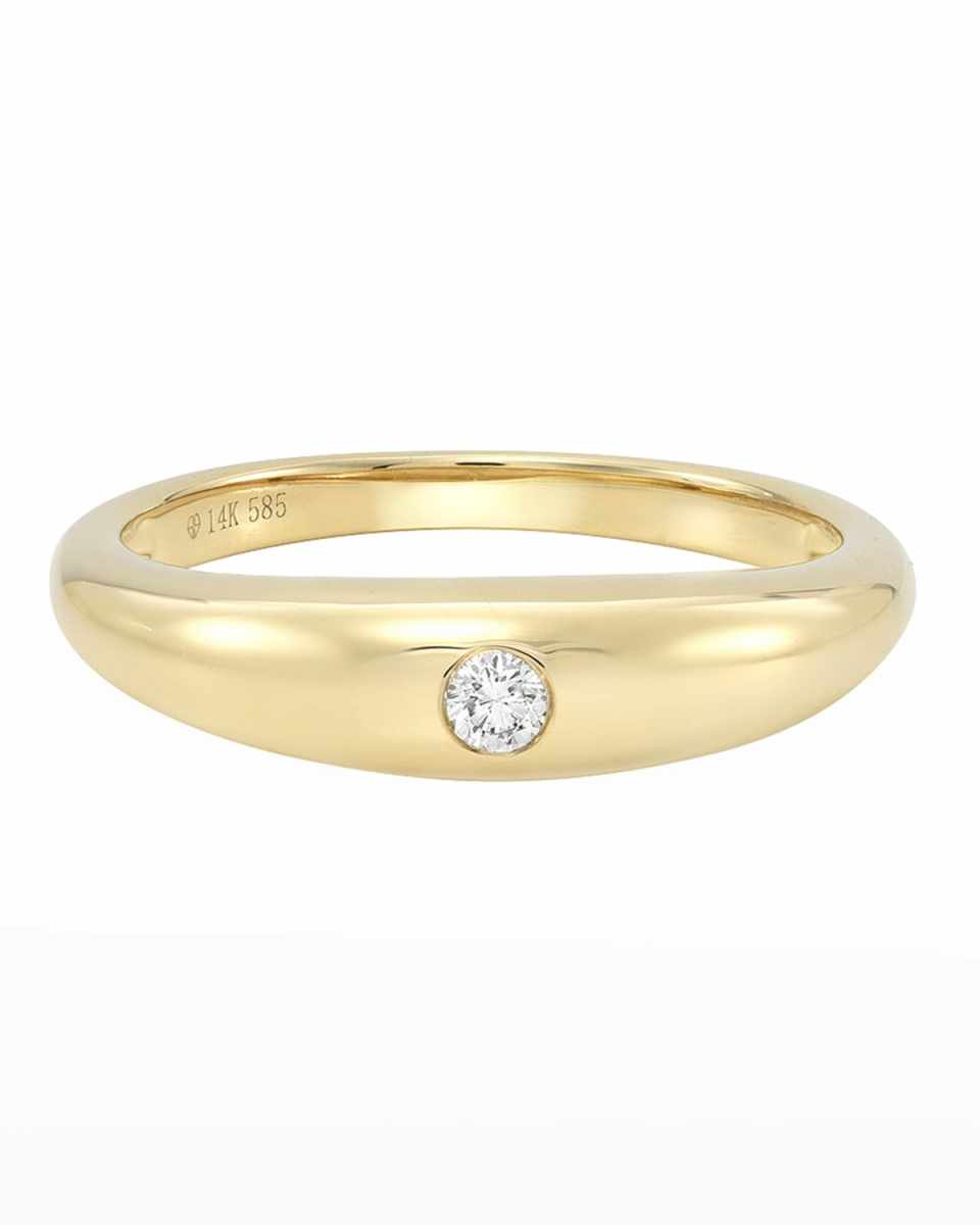 14k Gold Diamond Dome Band, Size 7-