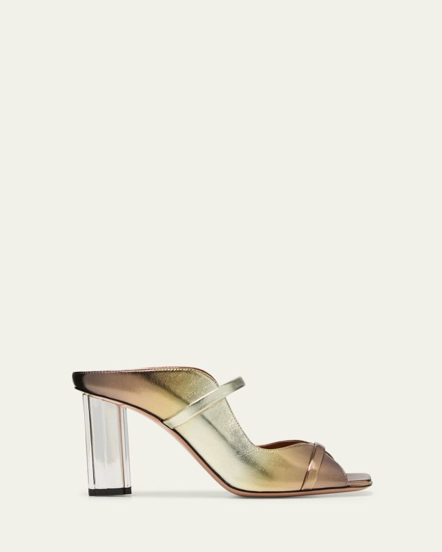 Metallic Ombre Clear-Heel Mule Sandals