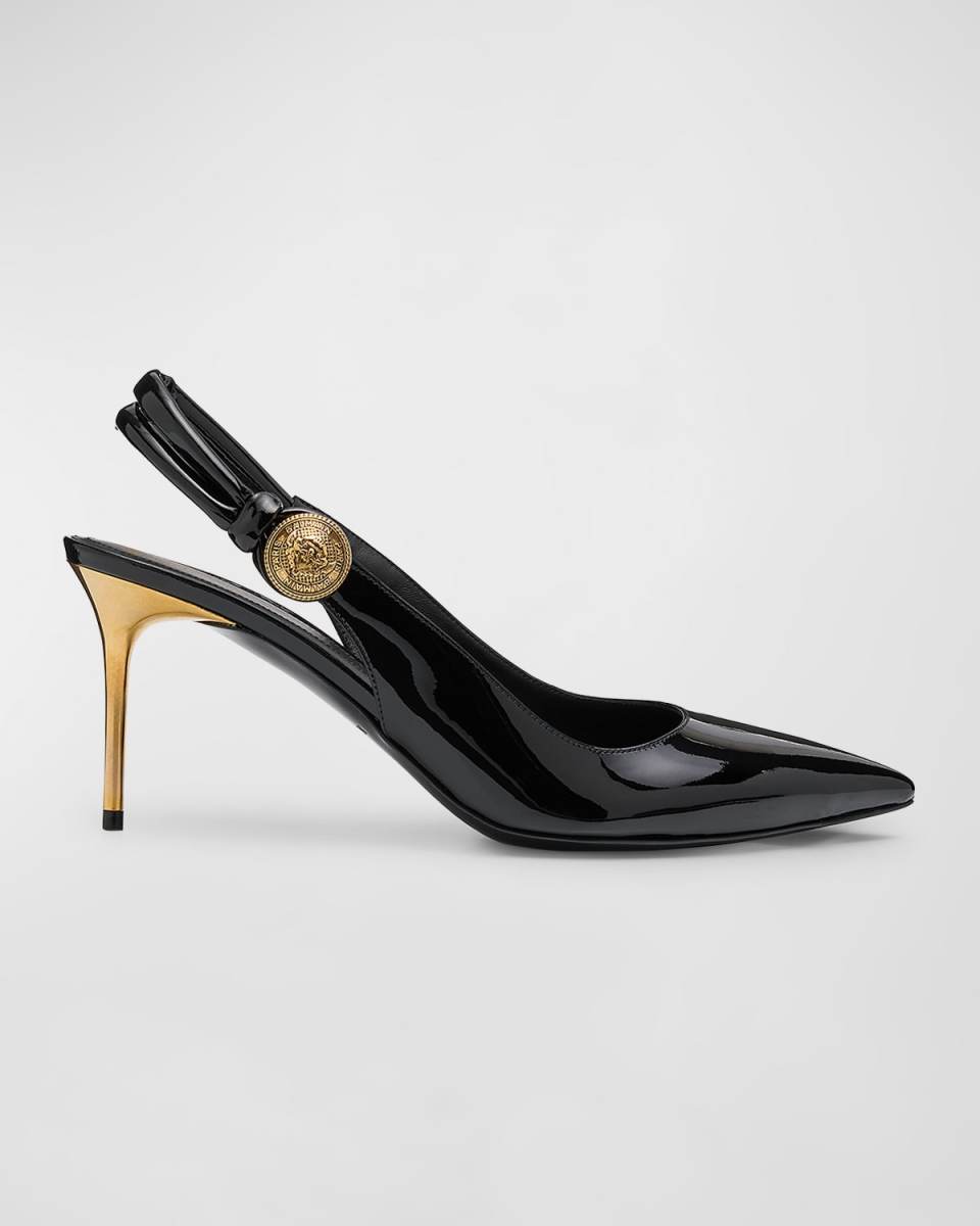 Alma Patent Button Slingback Pumps