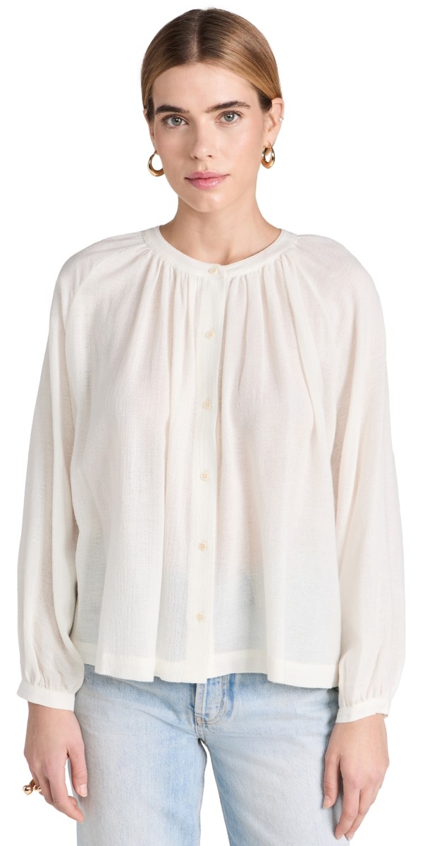 Jenni Kayne Long Sleeve Willow Blouse Ivory