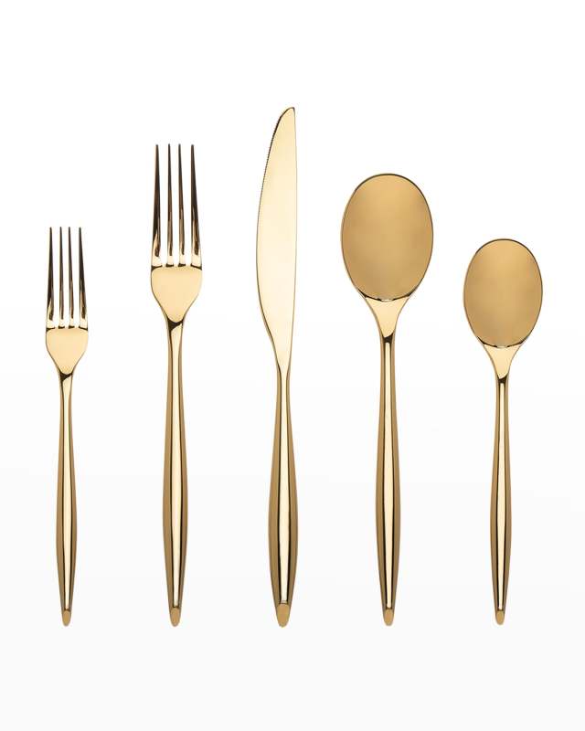 Milano Shiny Gold 20-Piece Flatware Set - 18/10