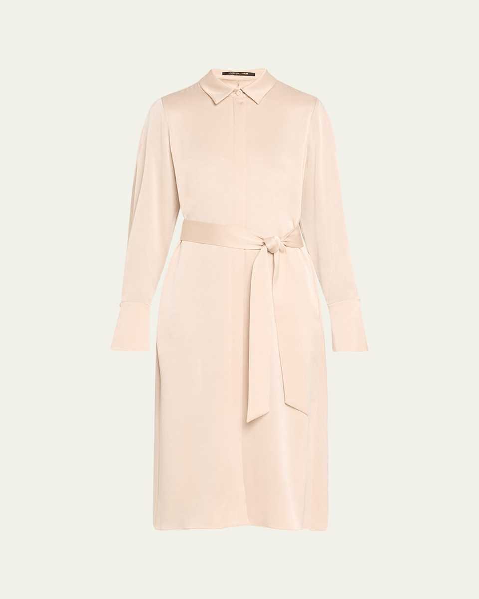 Everett Satin Back Crepe Cape Midi Shirtdress