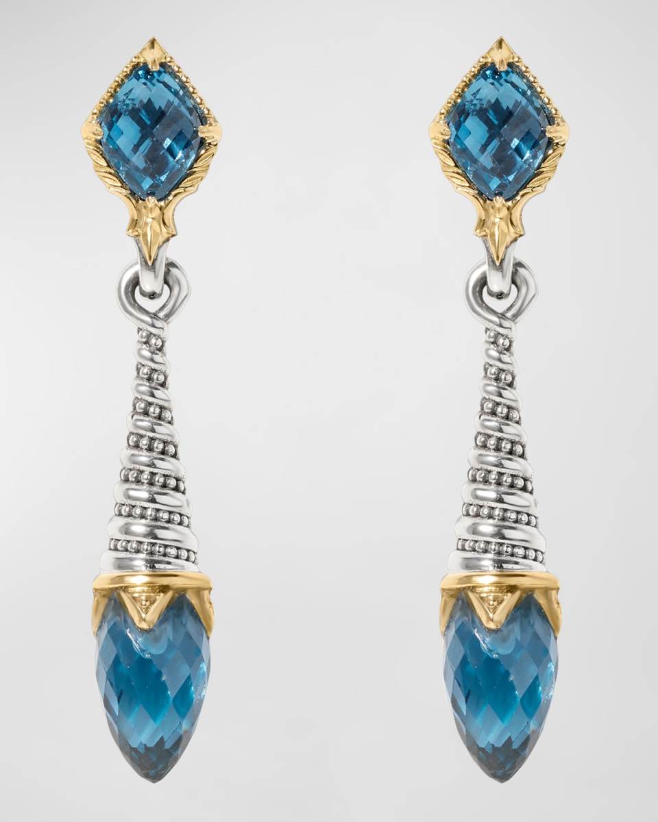 18k Gold Blue Spinel Drop Earrings
