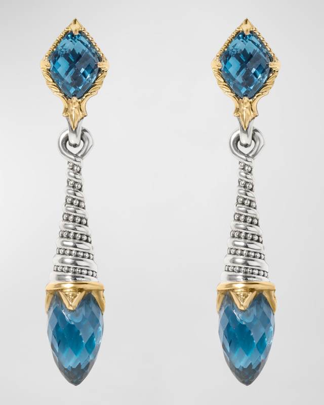 18k Gold Blue Spinel Drop Earrings