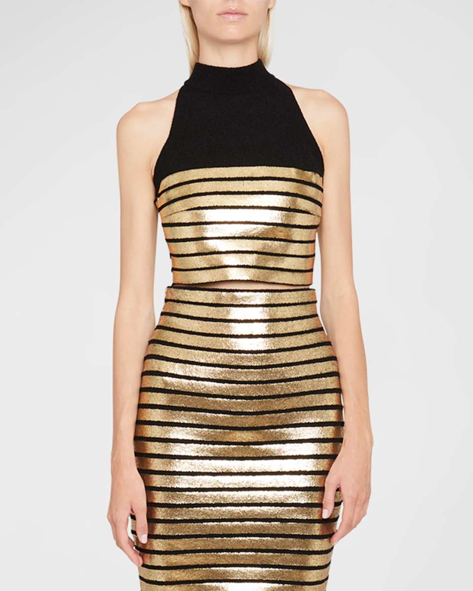 Metallic Striped Crop Top