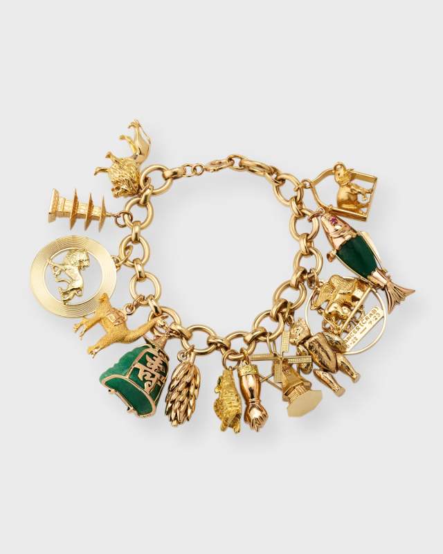 Estate 14K and 18K Yellow Gold Charm Bracelet