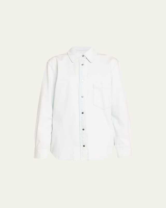 Snap-Front Cotton Twill Overshirt
