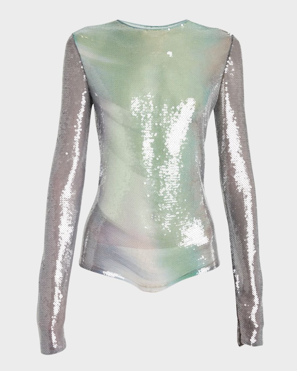Sequined Jersey Long-Sleeve Top