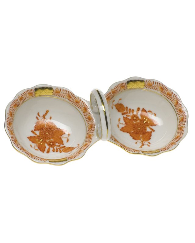 Chinese Bouquet Rust Twin Salt Dish
