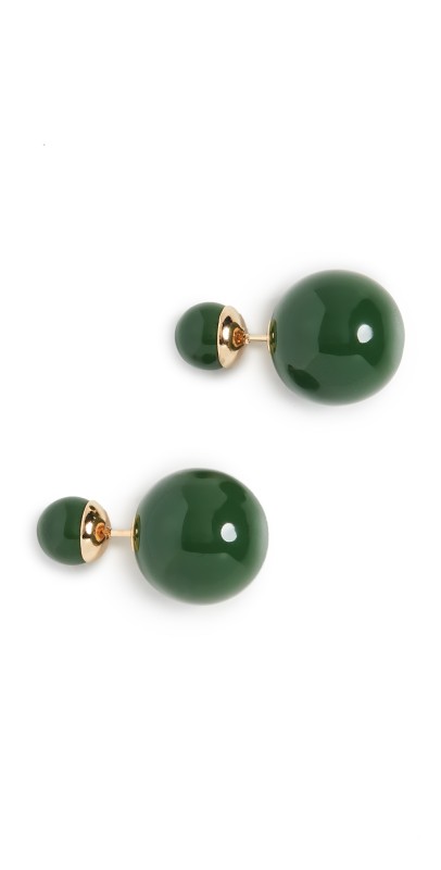 SHASHI Verde Double Ball Earrings Green