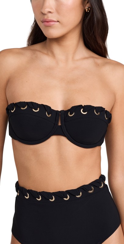 Zimmermann Alight Eyelet Balconette Bikini Top Noir