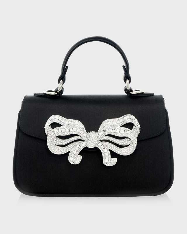 Bow Satin Top-Handle Bag