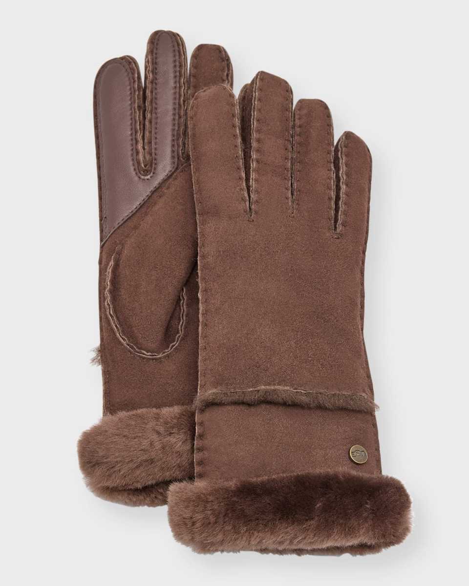 Embroidered Logo Sheepskin Gloves
