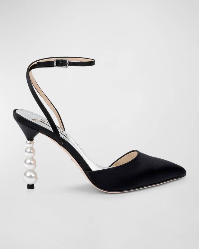 Indie Satin Ankle-Strap Cocktail Pumps