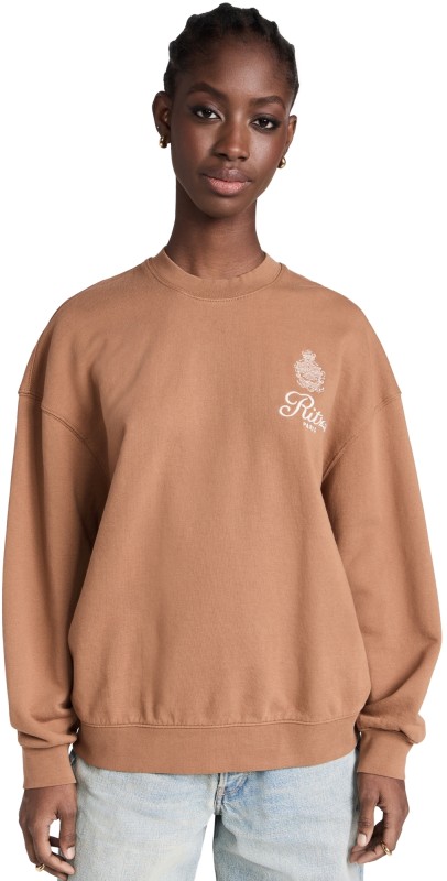 FRAME FRAME x Ritz Paris Unisex Breakfast in Bed Crew Neckweatshirt Camel