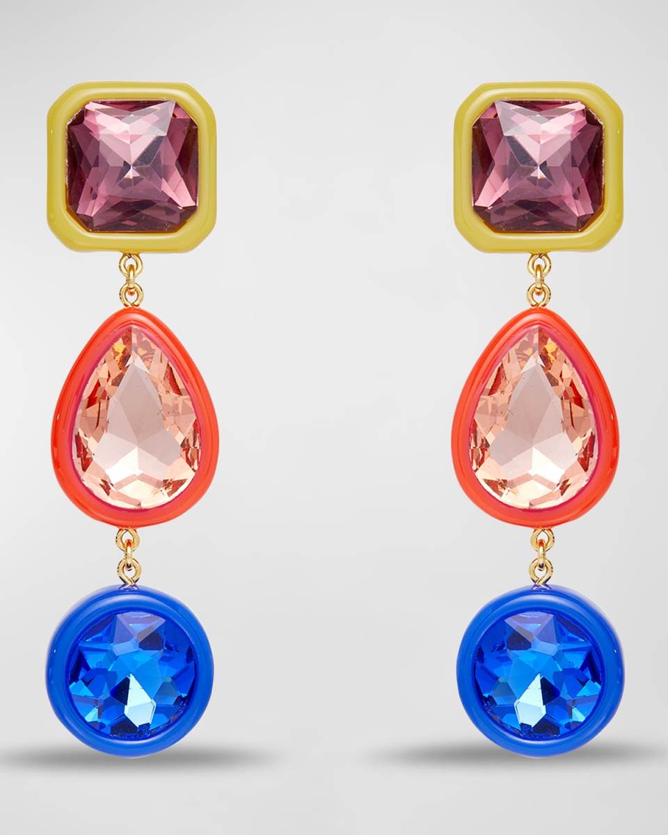 Mixed-Cut Gemstone Linear Earrings
