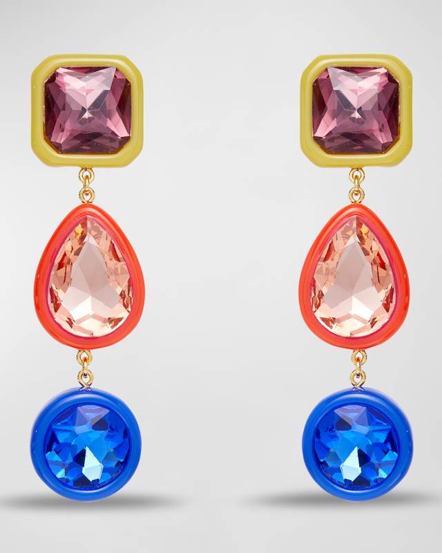 Mixed-Cut Gemstone Linear Earrings