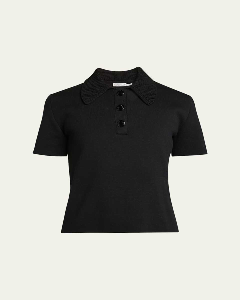 Knit Collar Short-Sleeve Polo