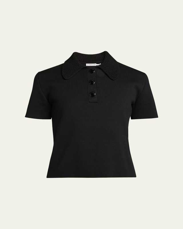 Knit Collar Short-Sleeve Polo