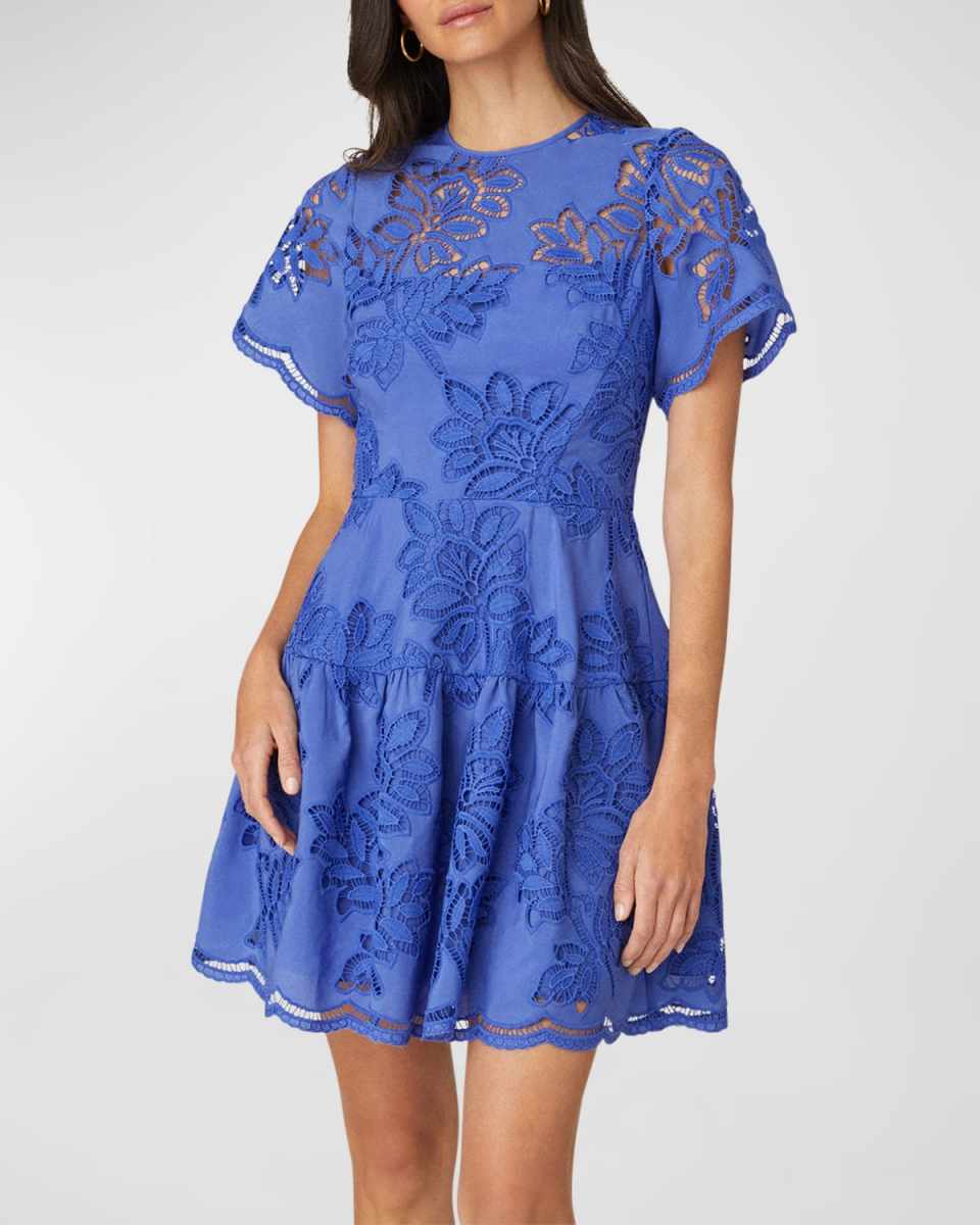 Petra Tiered Eyelet Embroidered Mini Dress