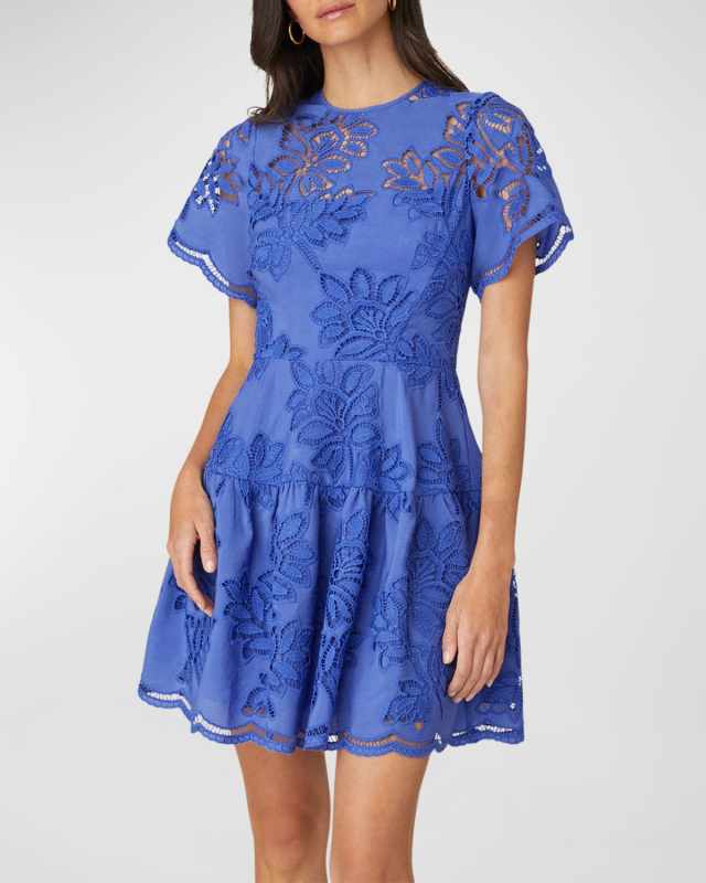 Petra Tiered Eyelet Embroidered Mini Dress