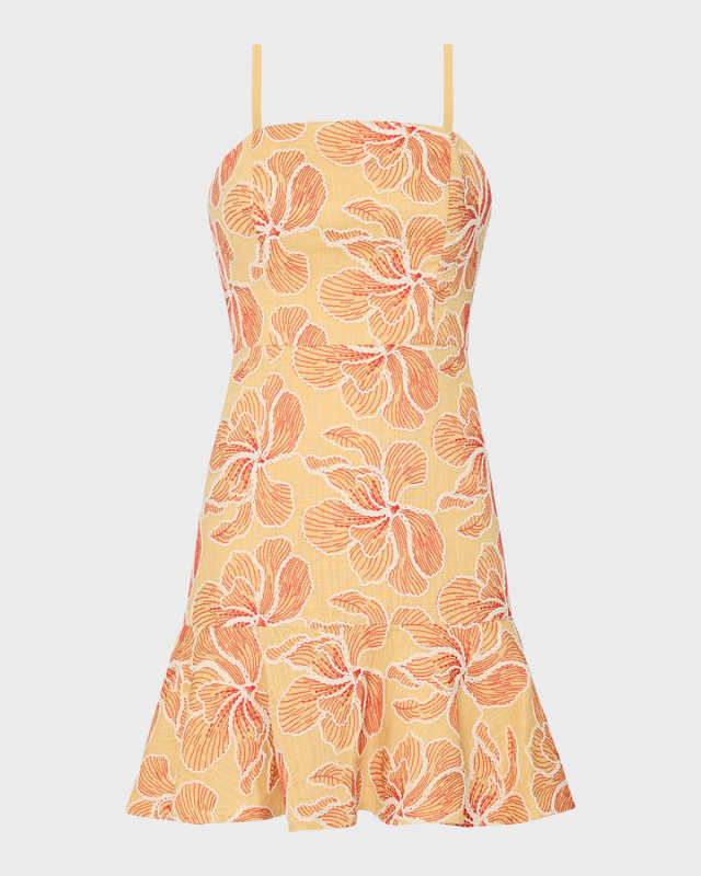 Ciara Floral-Embroidered Flounce Mini Dress